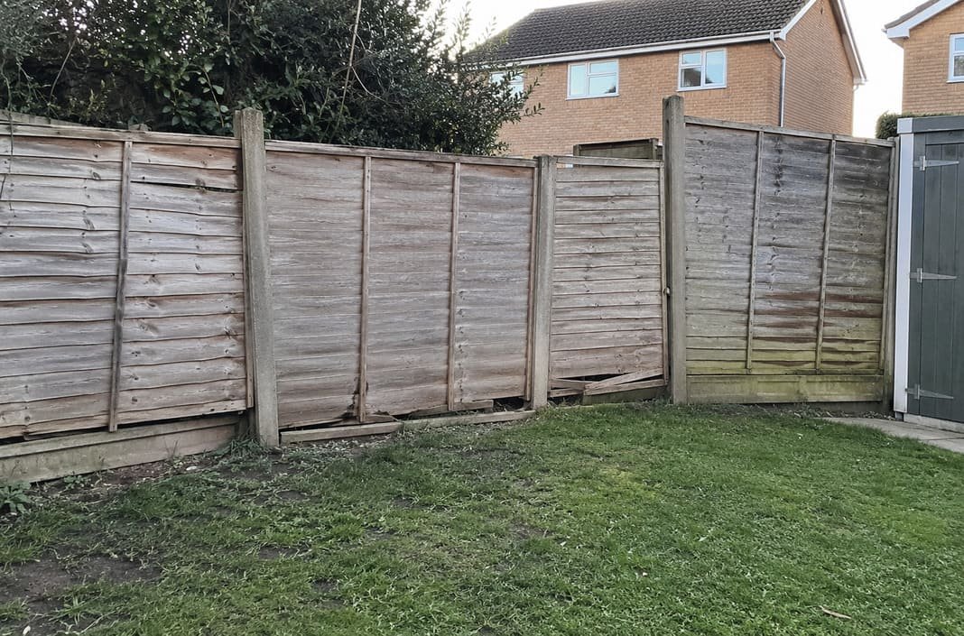 Garden fence before repair or replacement.