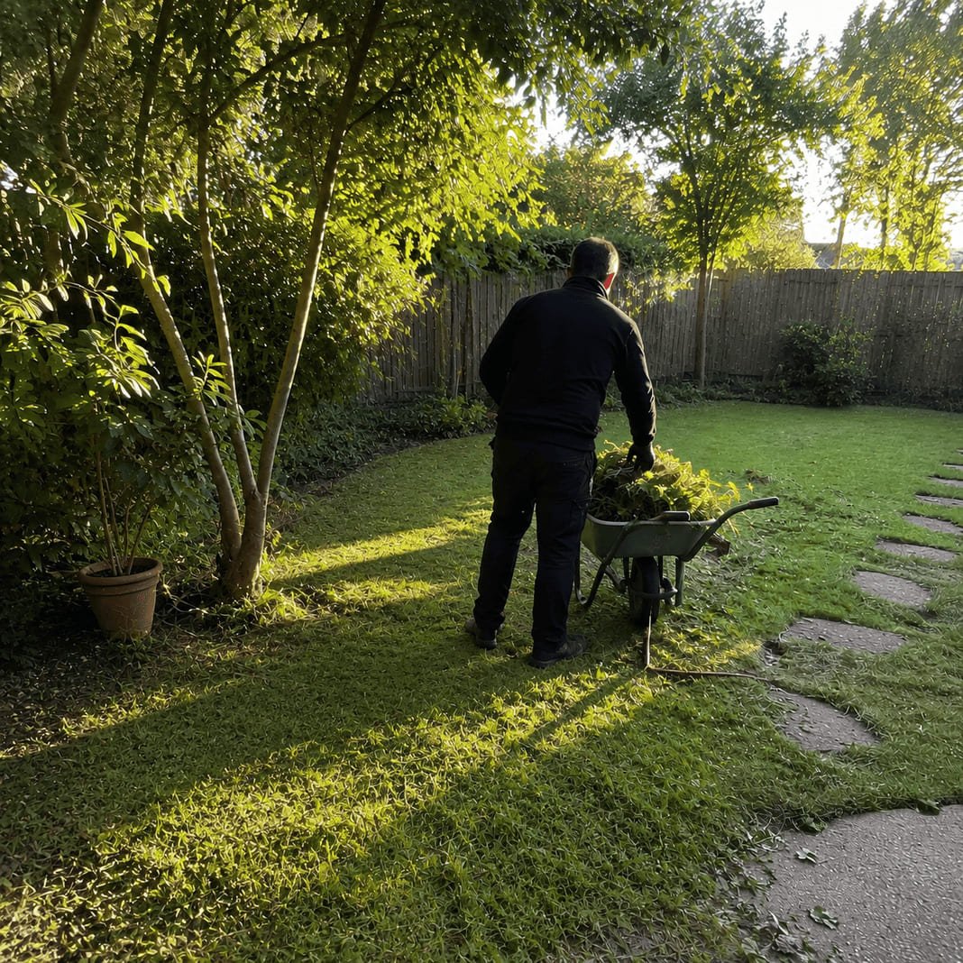 Freshly tidied garden after seasonal garden maintenance.