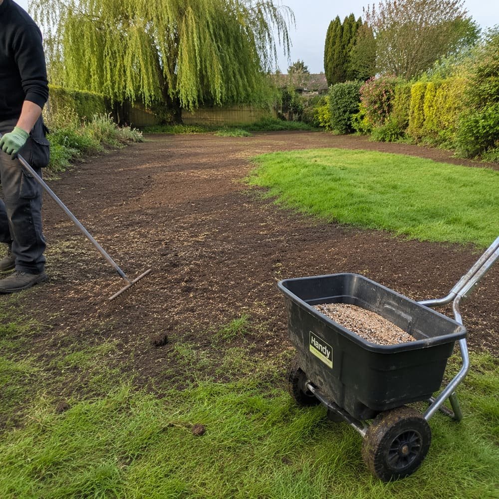 Ground prepared and levelled ready for a new lawn.