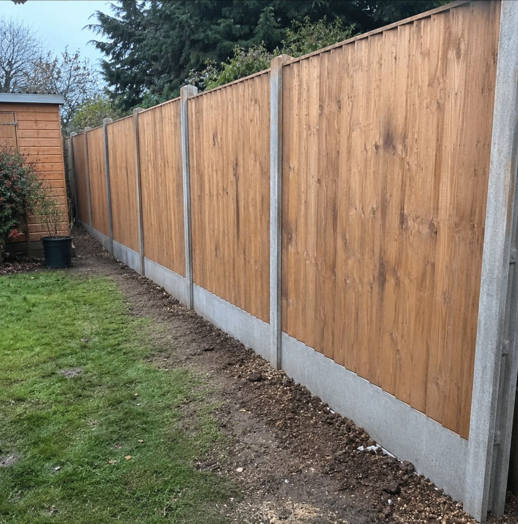 new garden fence with solid posts and gravel boards - Illustrative Image